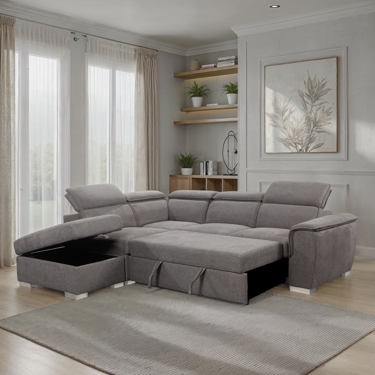 Mirabella Grey Corner Sofa Bed with Storage - 3