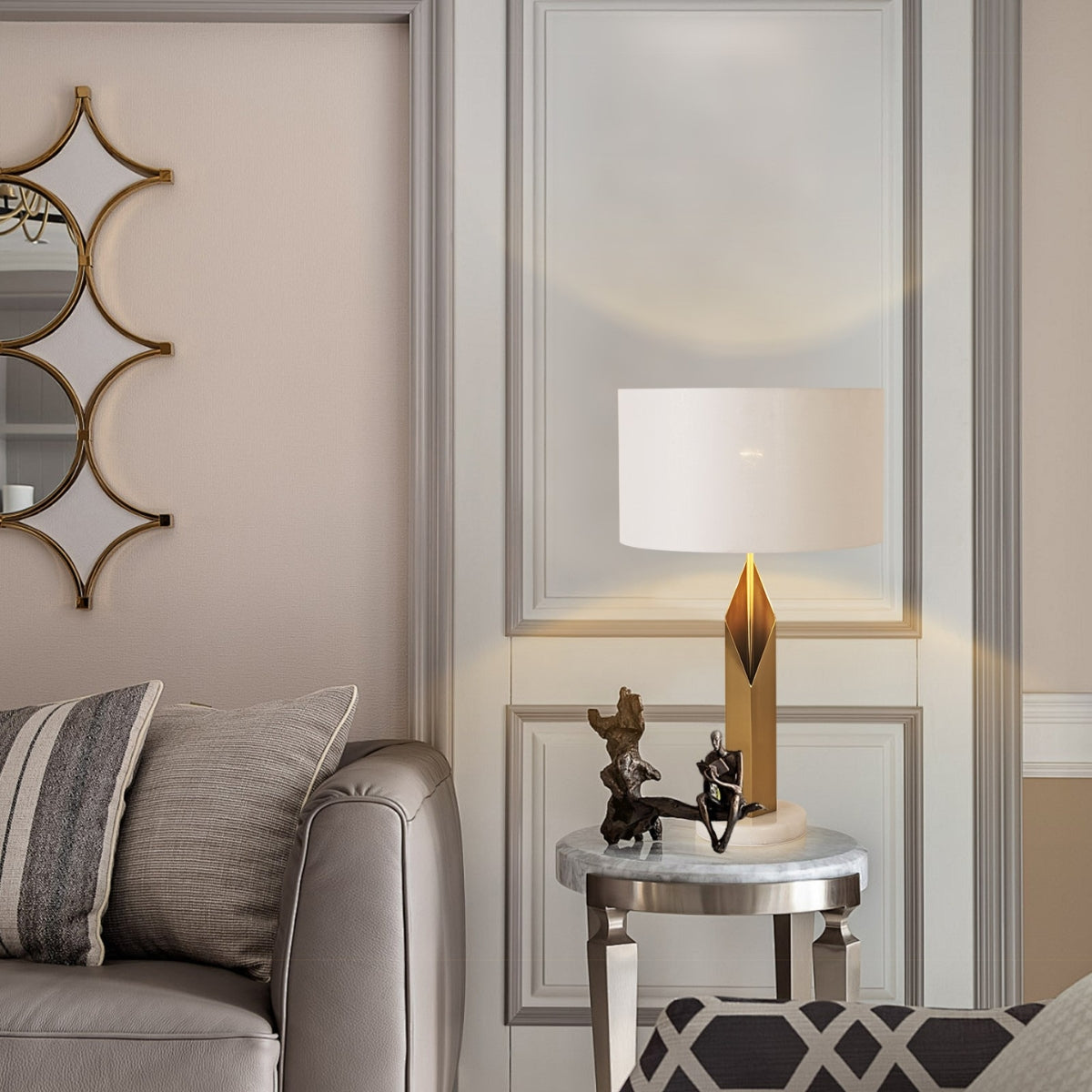 ModernGold_WhiteTableLampwithMarbleBase