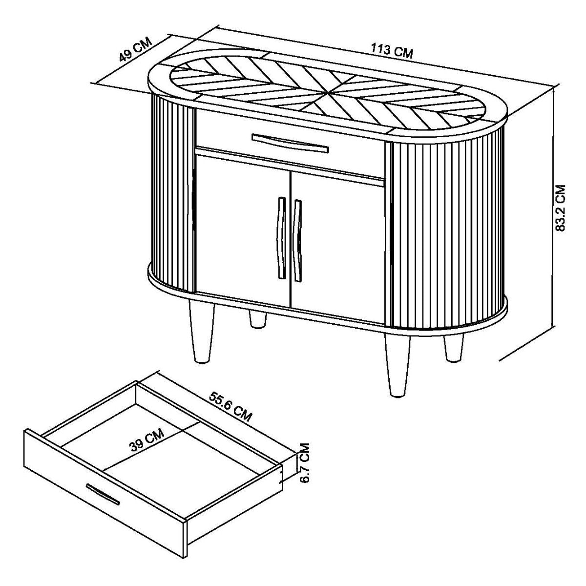 Moyvane Grey Narrow Sideboard - 7