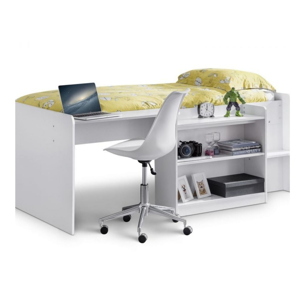 White Midsleeper with Desk