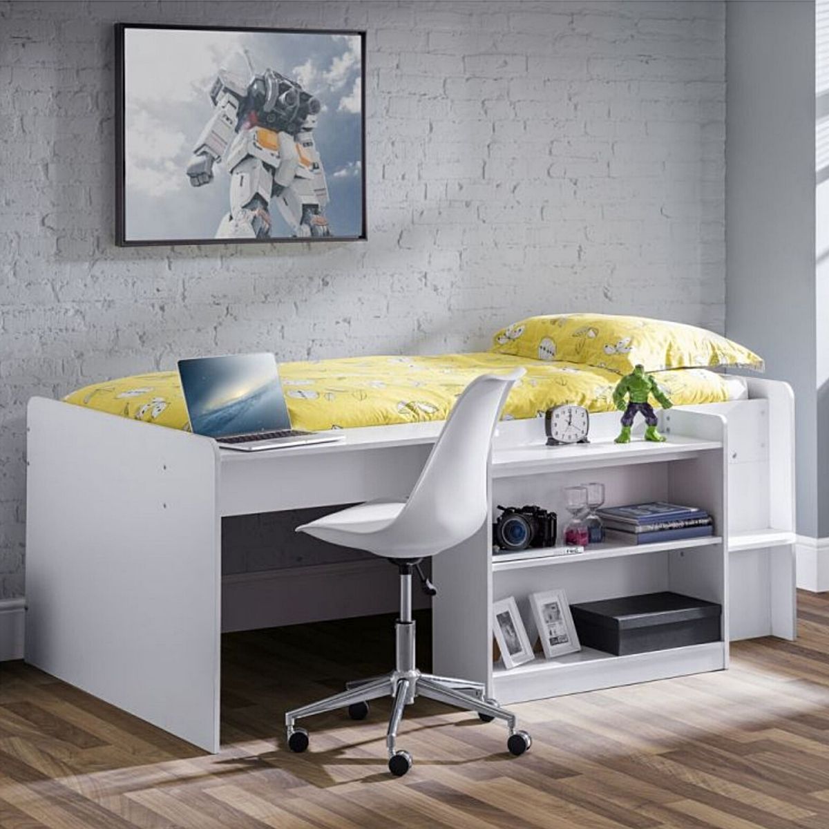 Noel White Mid Sleeper with Desk
