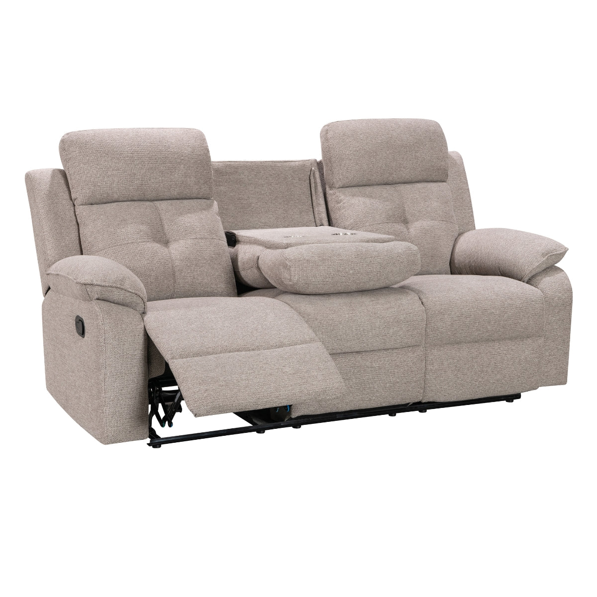 Nebula Light Brown Fabric 3 Seater Recliner Sofa - 2