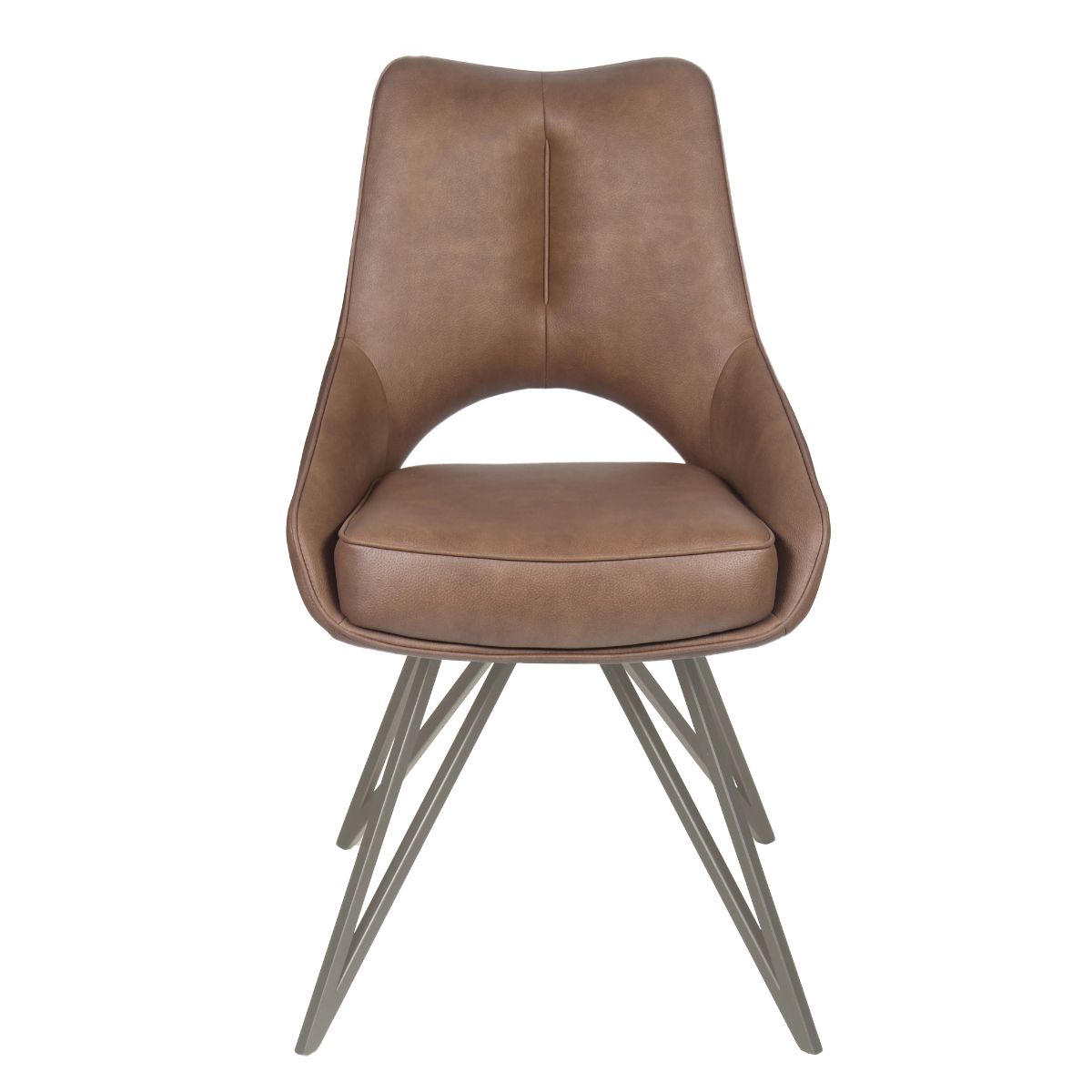 Newman Leather Dining Chair Brown - 2