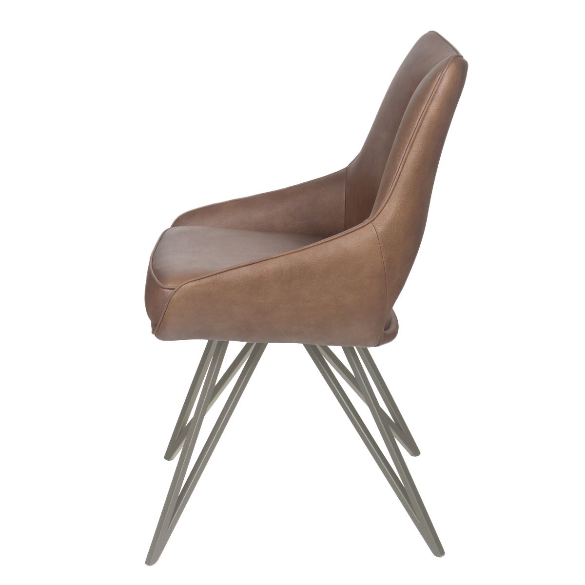 Newman Leather Dining Chair Brown - 3