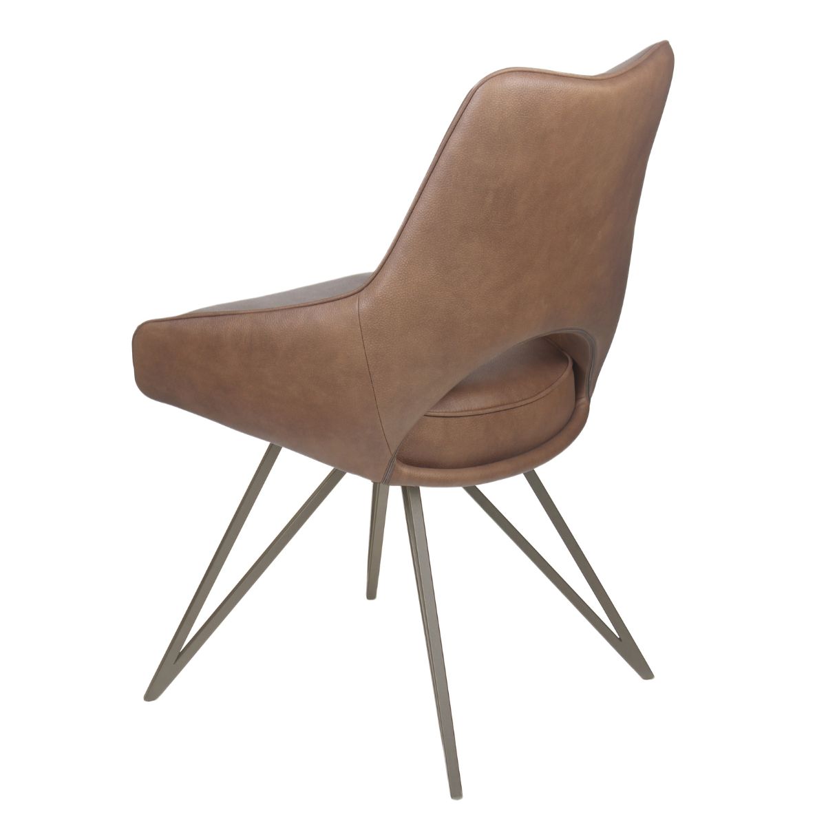 Newman Leather Dining Chair Brown - 4