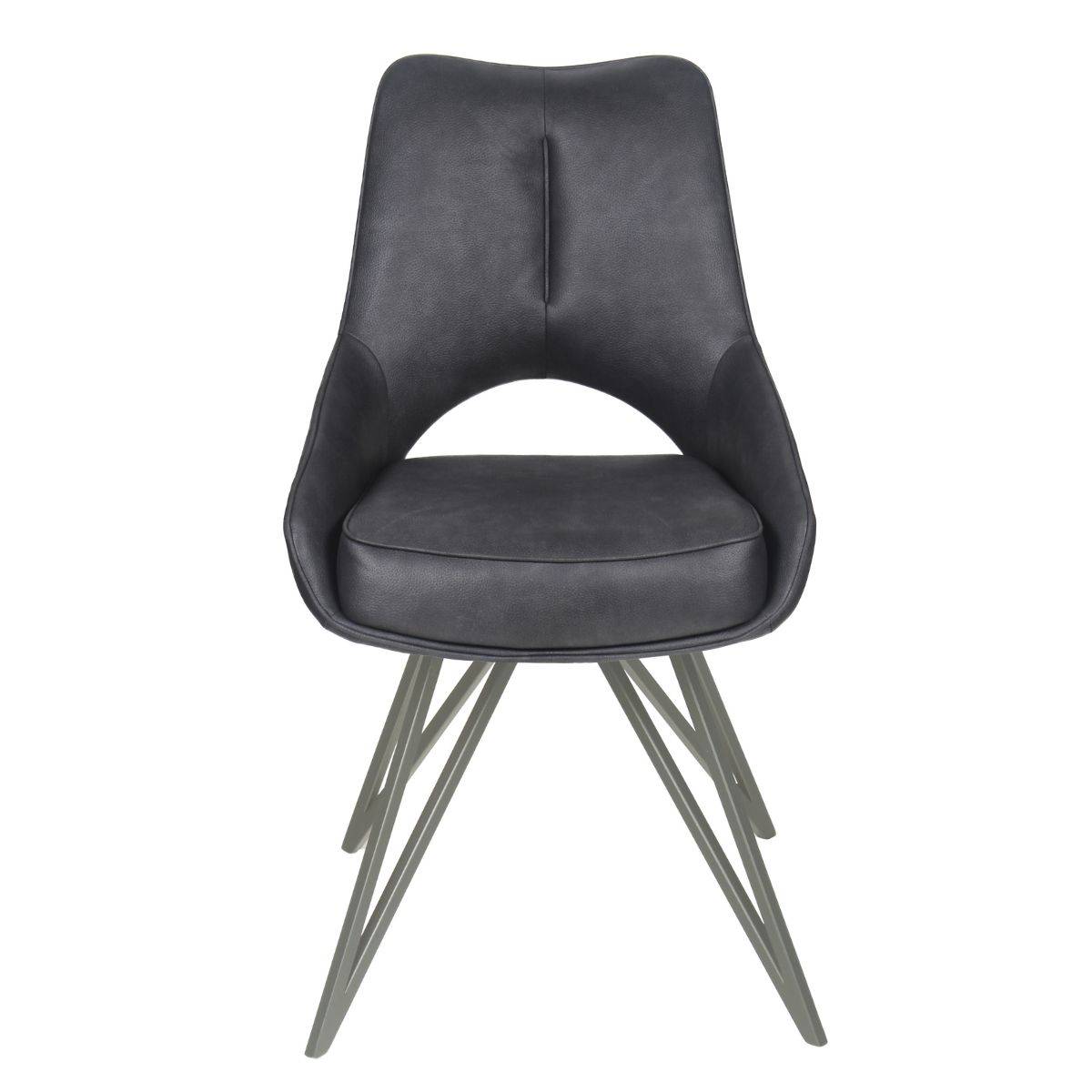 Newman Leather Dining Chair Grey - 2