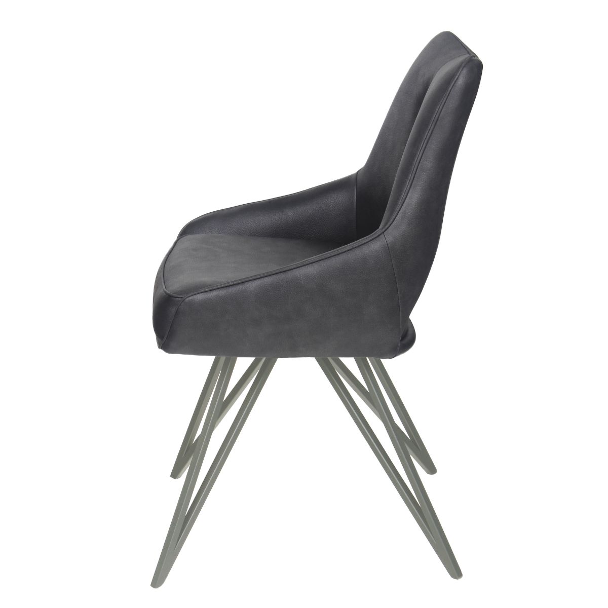 Newman Leather Dining Chair Grey - 3