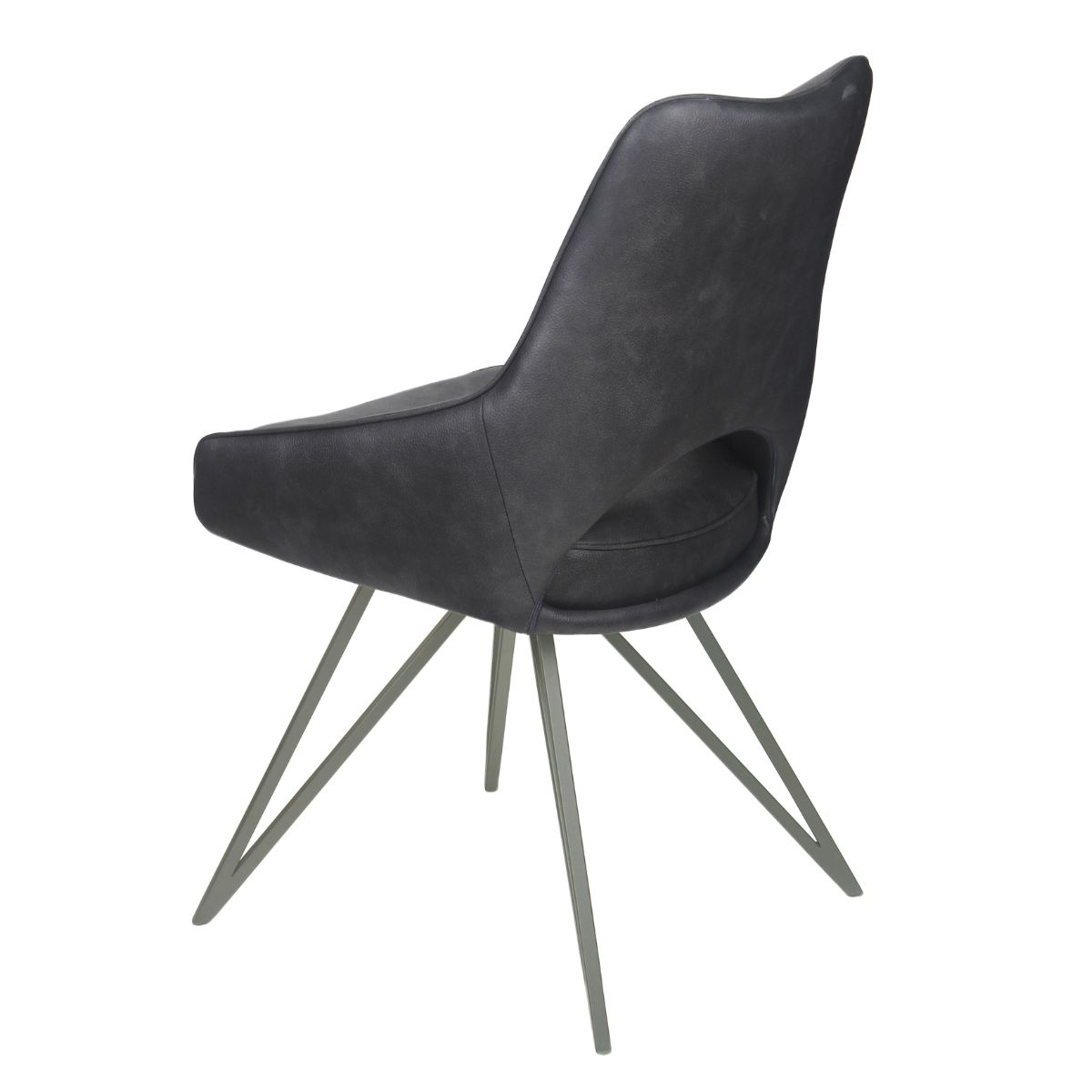 Newman Leather Dining Chair Grey - 4