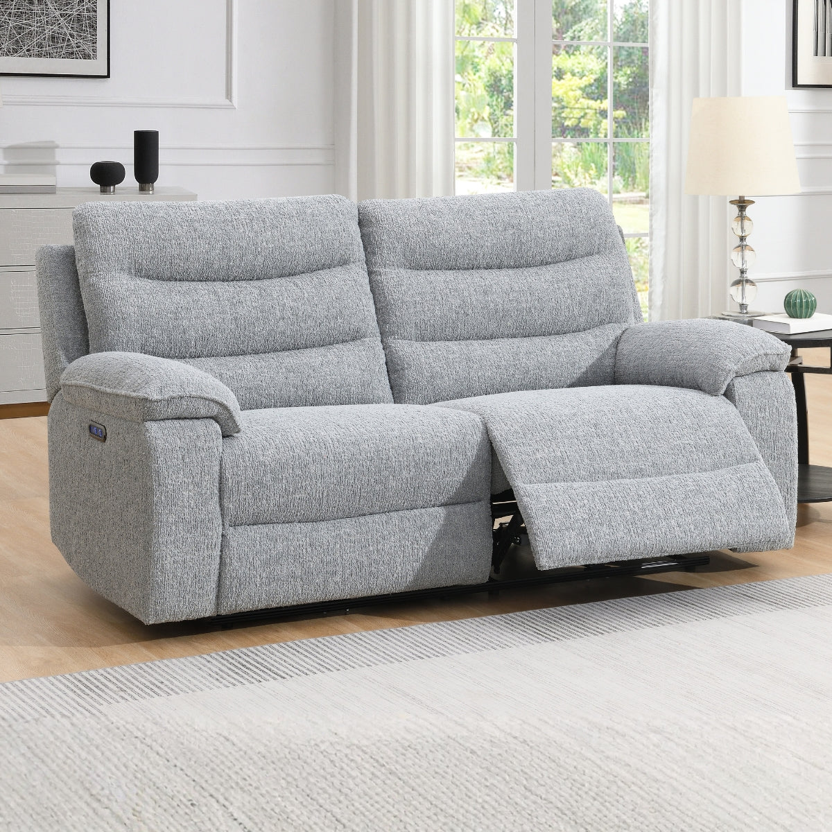 Nohoval Grey Fabric 3 Seater Electric Recliner Sofa - 2