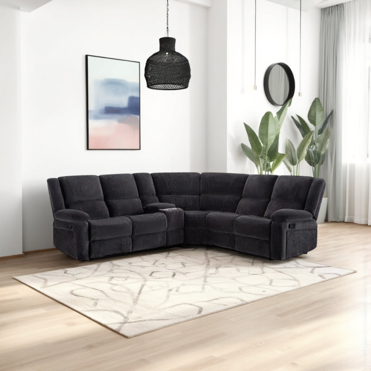 Polly Charcoal 4 Seater Recliner Corner Sofa