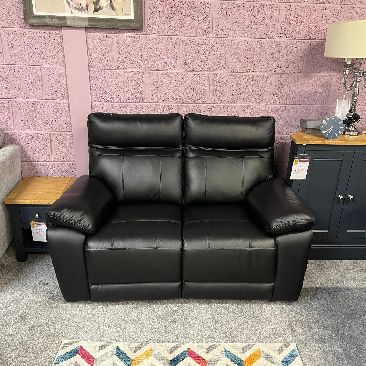 Pomona Black 2 Seater Electric Recliner Sofa