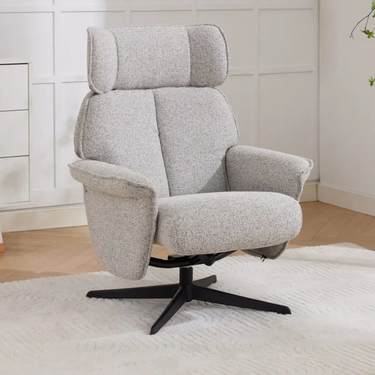 Ramone Fabric Swivel Chair and Footstool Grey - 2