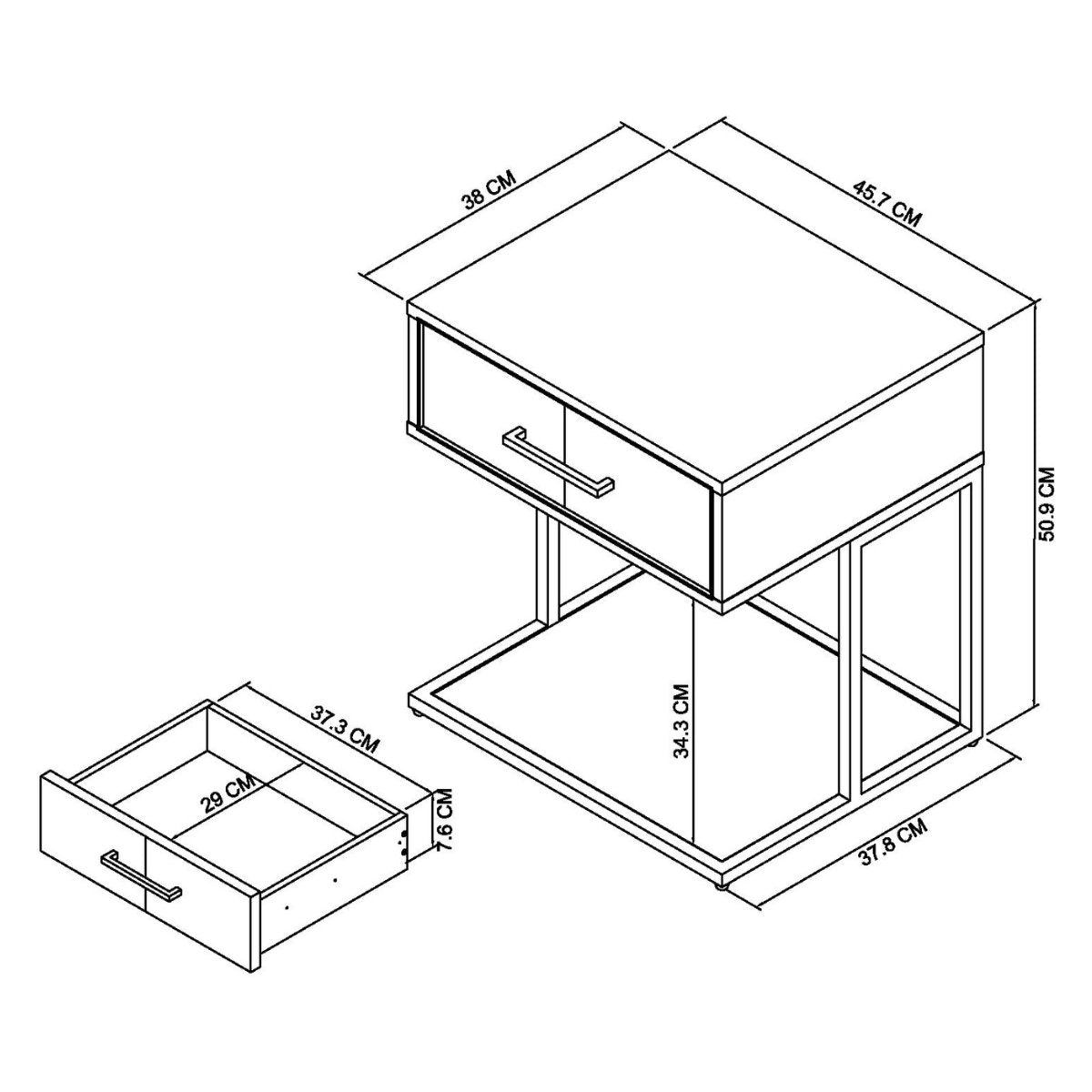 Riva Rustic Oak 1 Drawer Nightstand - 6