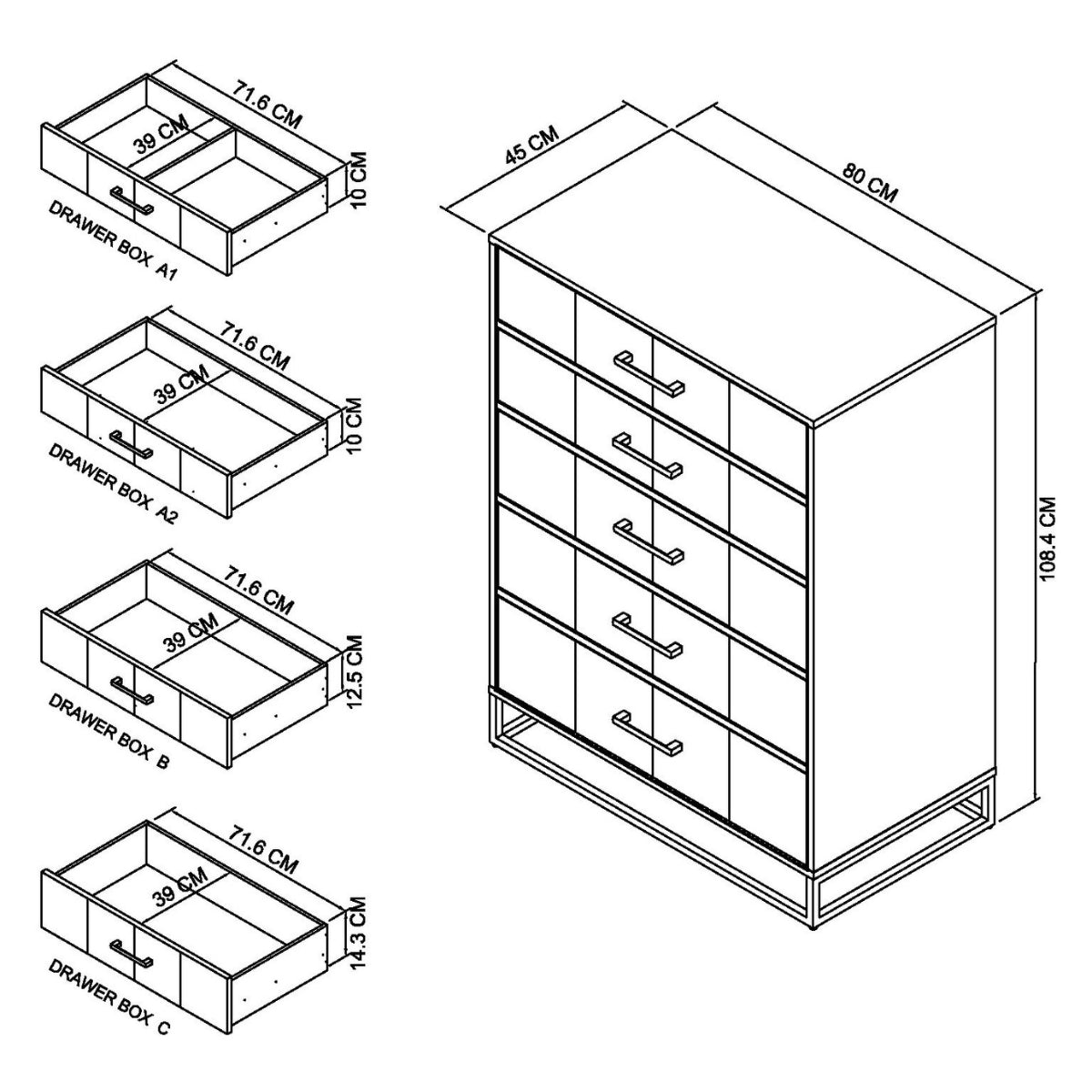 Riva Rustic Oak 5 Drawer Tall Chest - 8