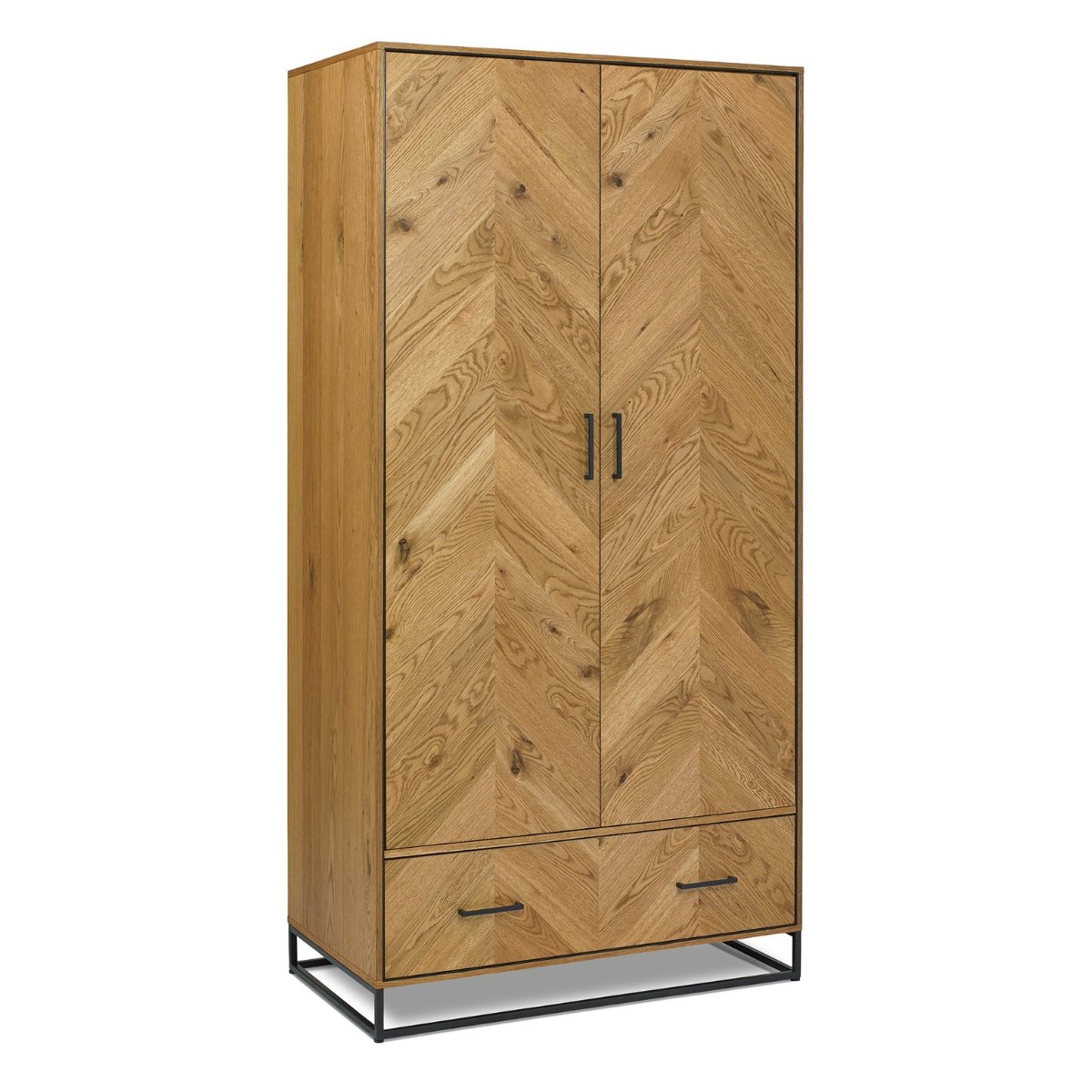 Riva Rustic Oak and metal Double Wardrobe - 1