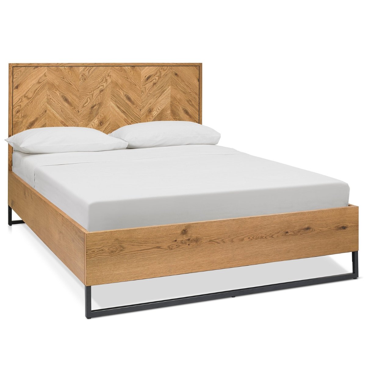 Riva Rustic Oak and Metal Bed - 1