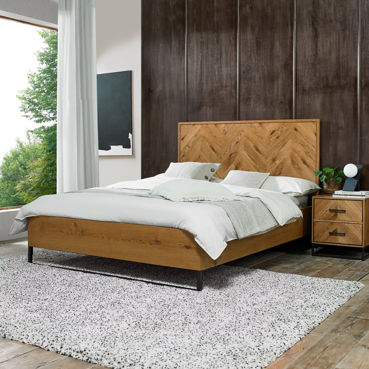 Riva Rustic Oak Panelled Bed - 3