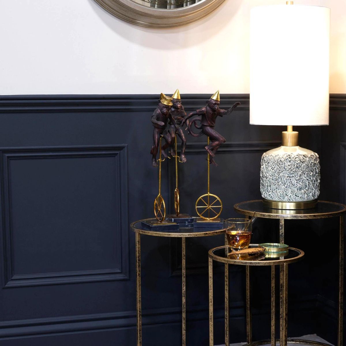 SDA017 - Balancing Circus Monkey Black and Gold Figurine - 2