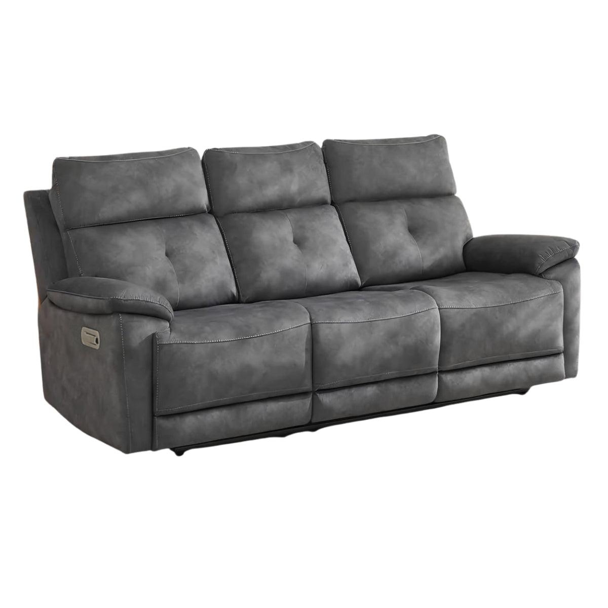 SadlerDarkGreyFabric3SeaterElectricReclinerSofa-1