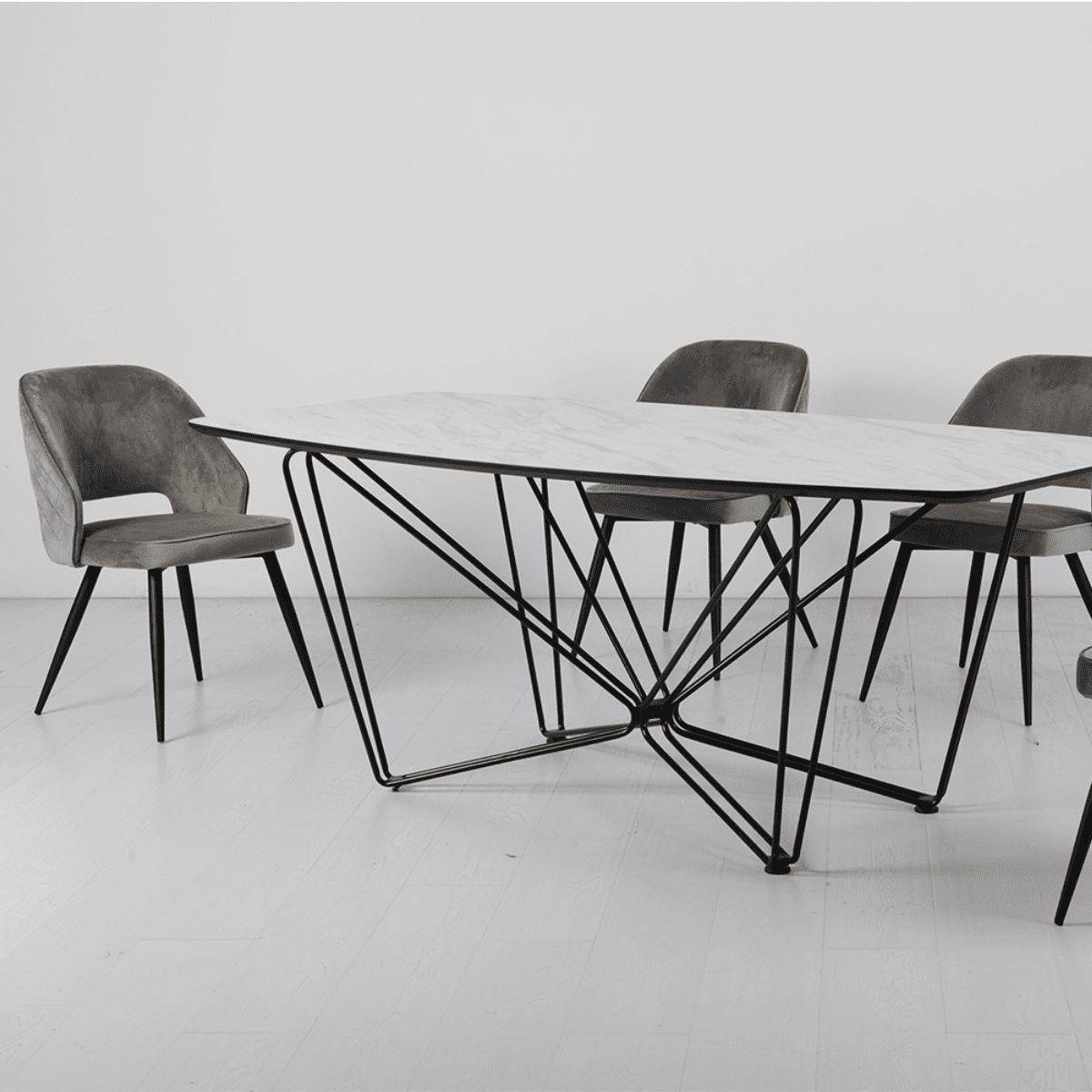 Santry Grey Velvet Dining Chair - 9