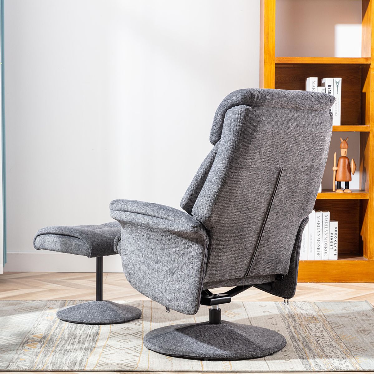 Sneem Swivel Armchair and Footstool Light Grey - 3