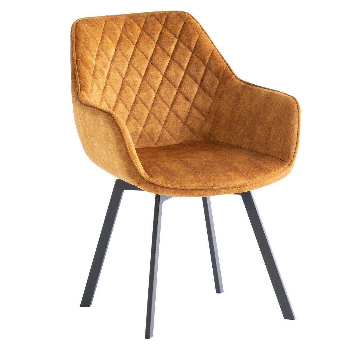 Valletta Swivel Velvet Dining Chair Mustard