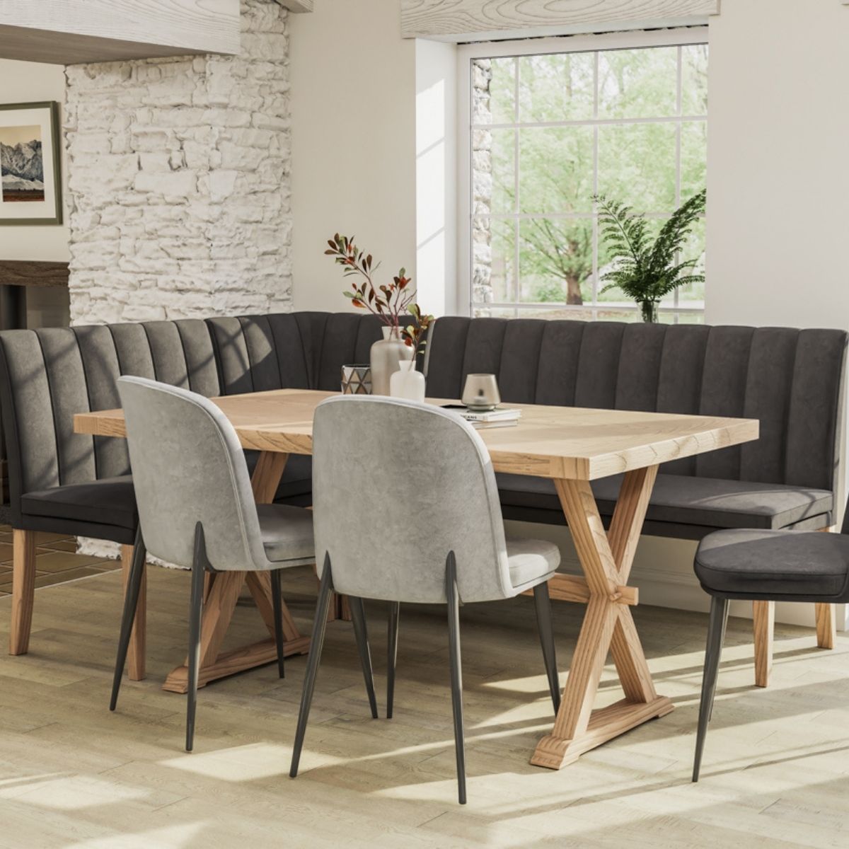 VNT-111-GY-BCH-L - Valentia Long Dining Bench - 5