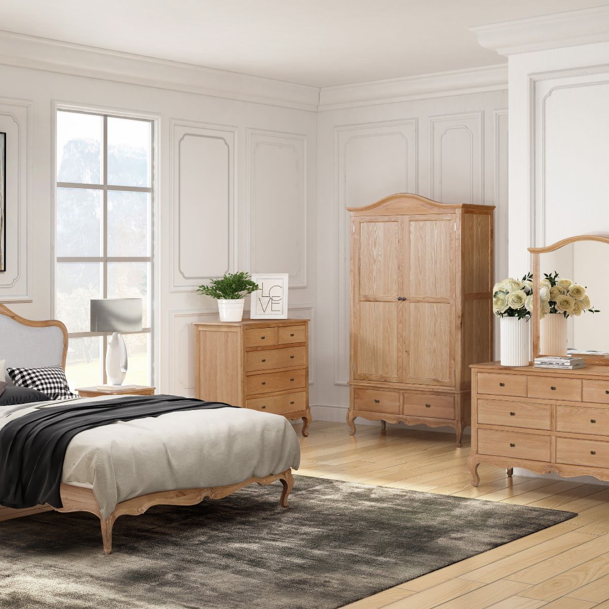 Versailles Oak 2 Door Wardrobe with Drawers - 5