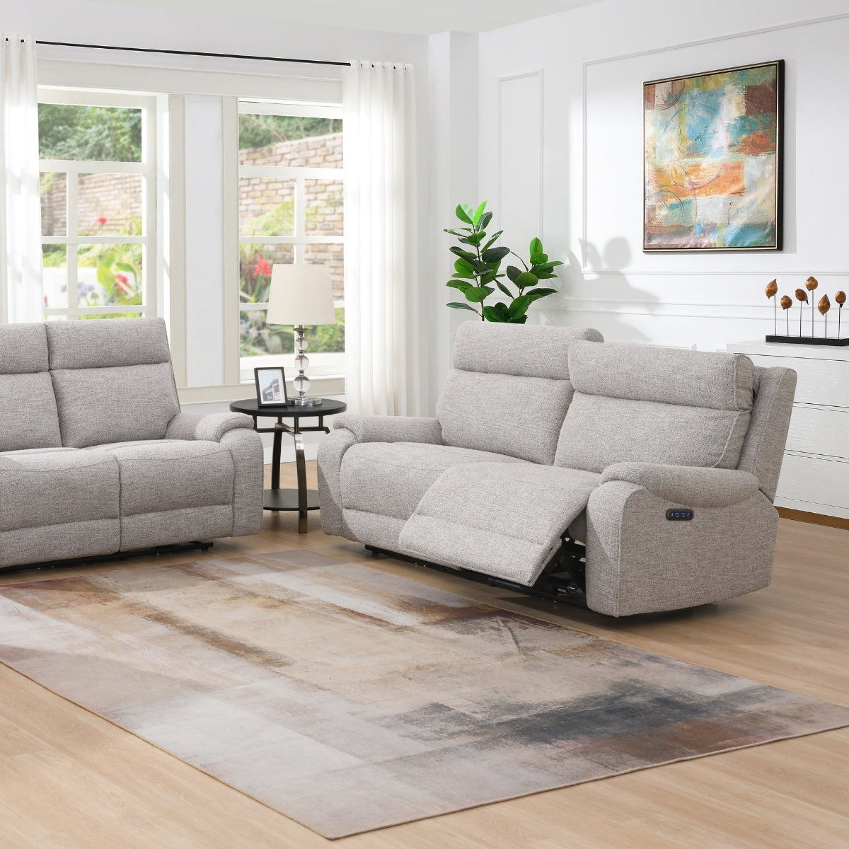 Yannis Grey Fabric 3 Seater Electric Recliner Sofa - 2