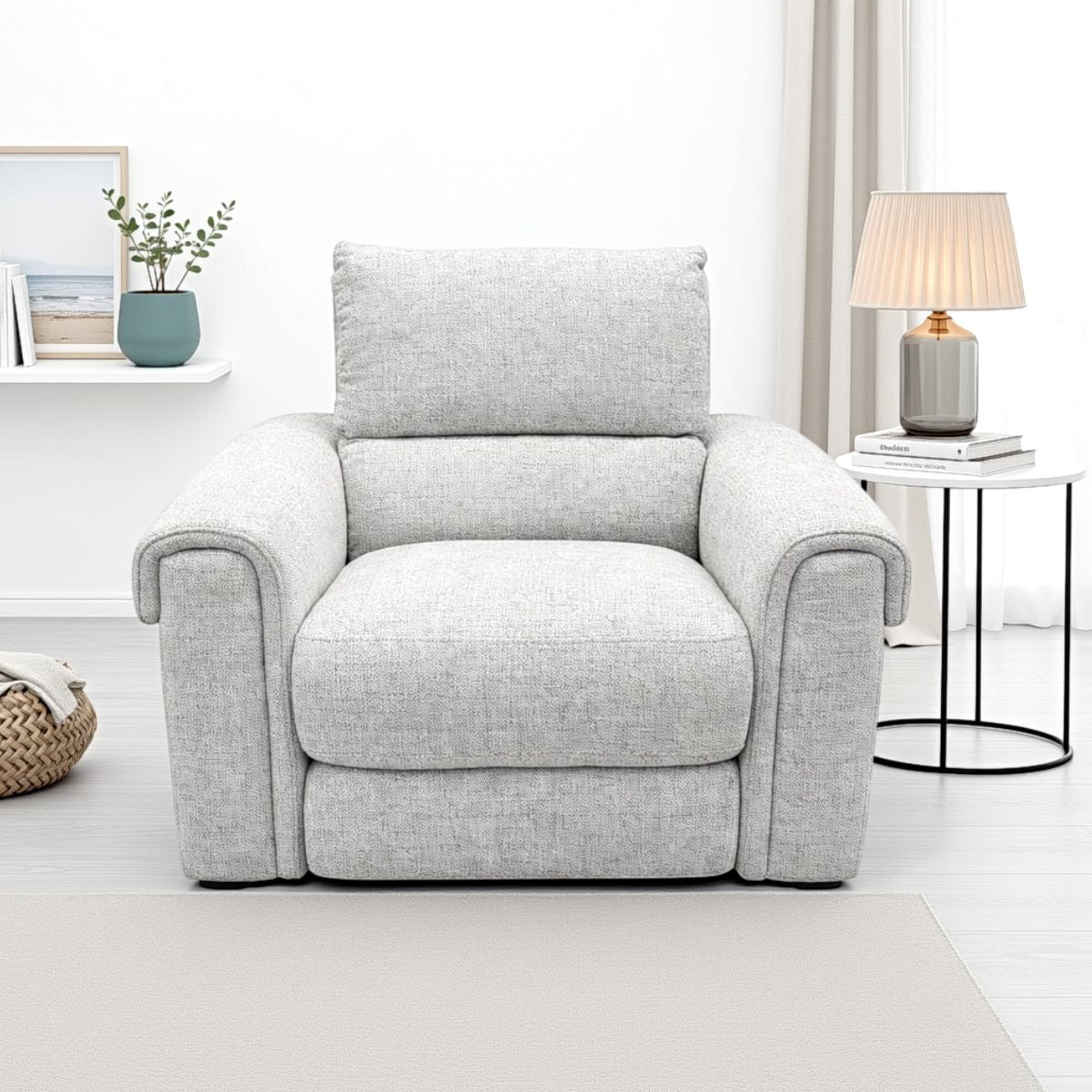 grey electric recliner armchair