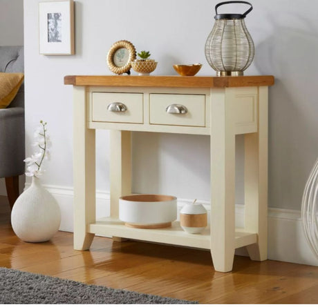 cream console tables