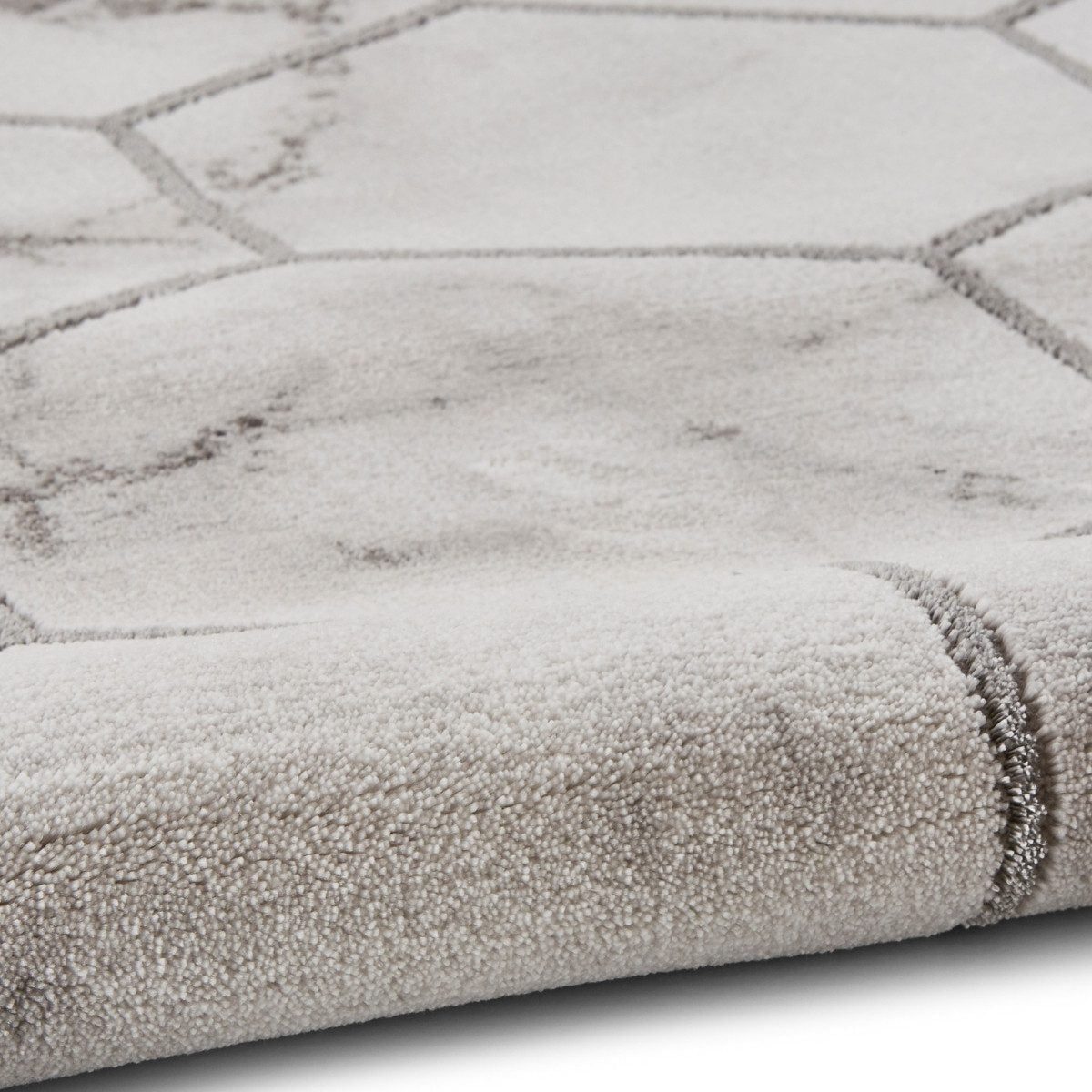 Craft Grey and Silver Hexagon Pattern Area Rug