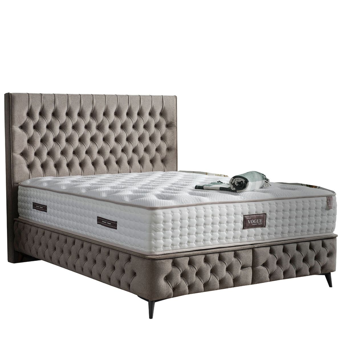 Villard Grey Button Tufted Ottoman Bed