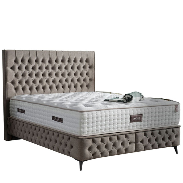 Villard Grey Button Tufted Ottoman Bed