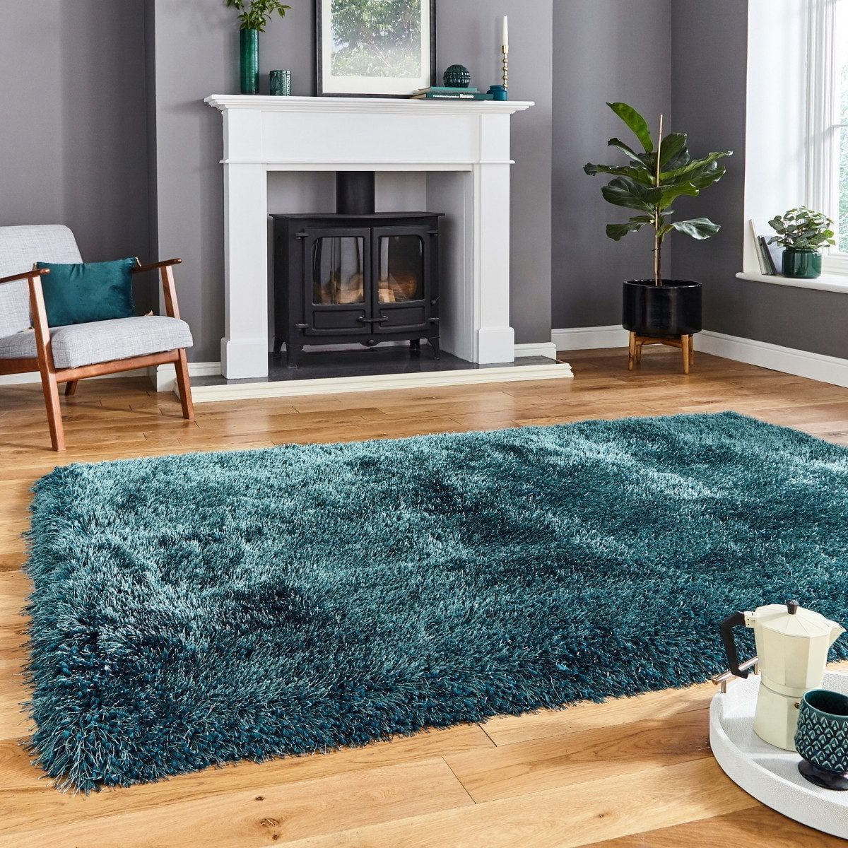 Dark Teal Shag Rug