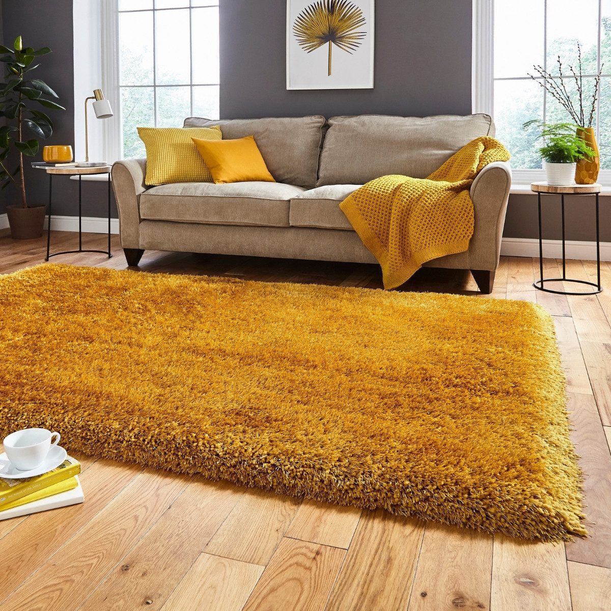 Montana Mustard Yellow Shag Rug