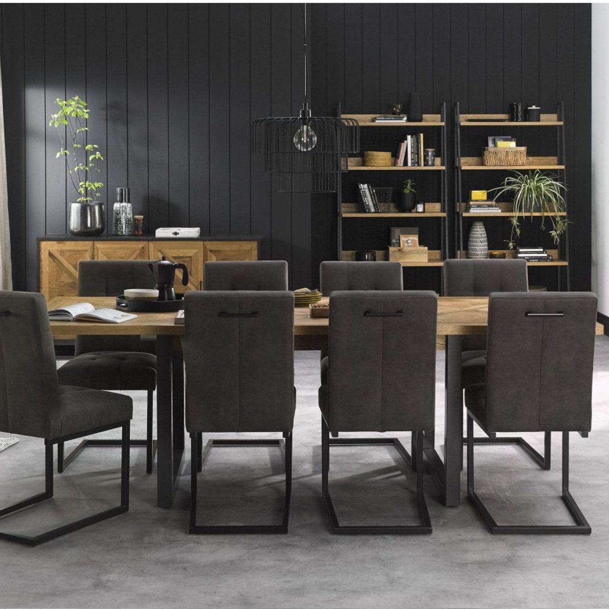 Inishmore Oak and Metal Extending Dining Table