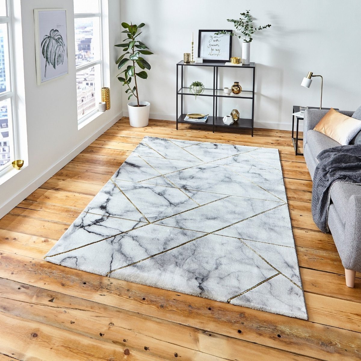 Craft Ivory and Gold Geometric Rug