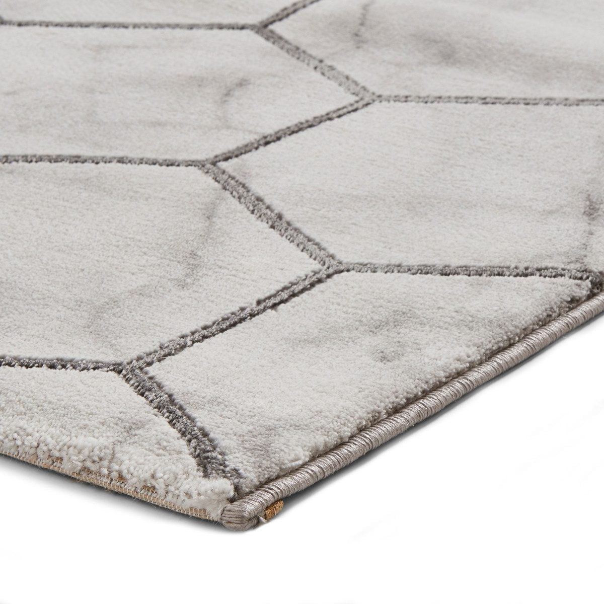 Craft Grey and Silver Hexagon Pattern Area Rug