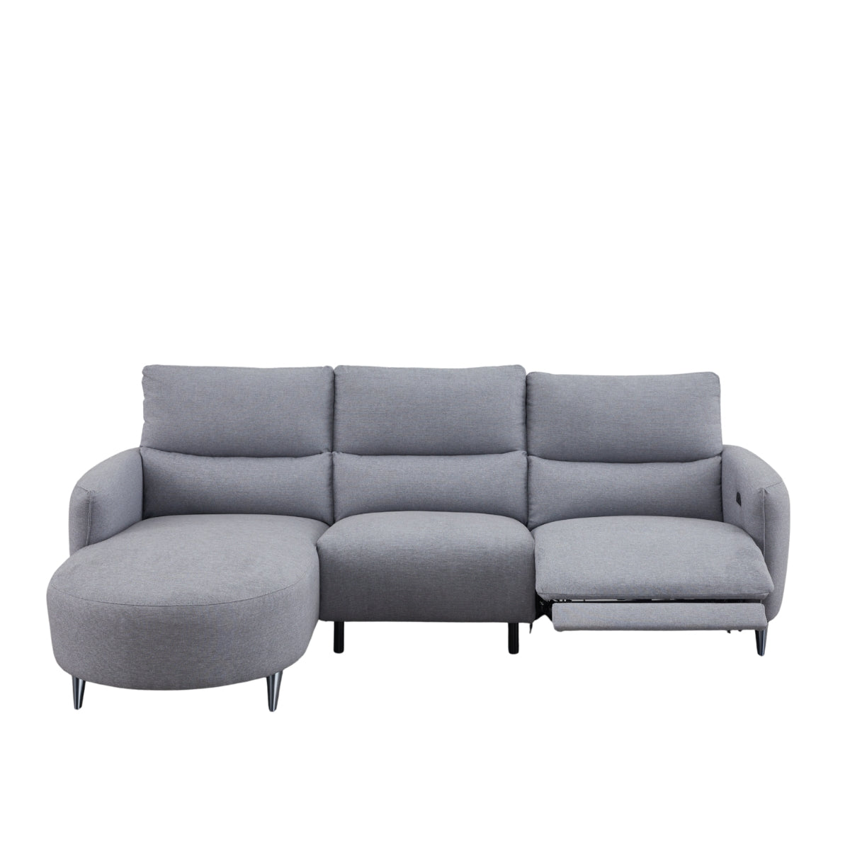 Aoife Grey Fabric 3 Seater Chaise Sofa - 2