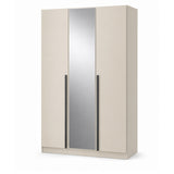Archie beige wardrobe with a mirror door on a white background
