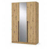 Archie oak wardrobe with a mirror door on a white background