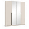Archie beige wardrobe with three mirrored doors on a white background
