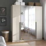 Archie beige wardrobe with mirror doors in a bedroom setting