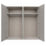 Archie empty beige wardrobe with open doors on a white background