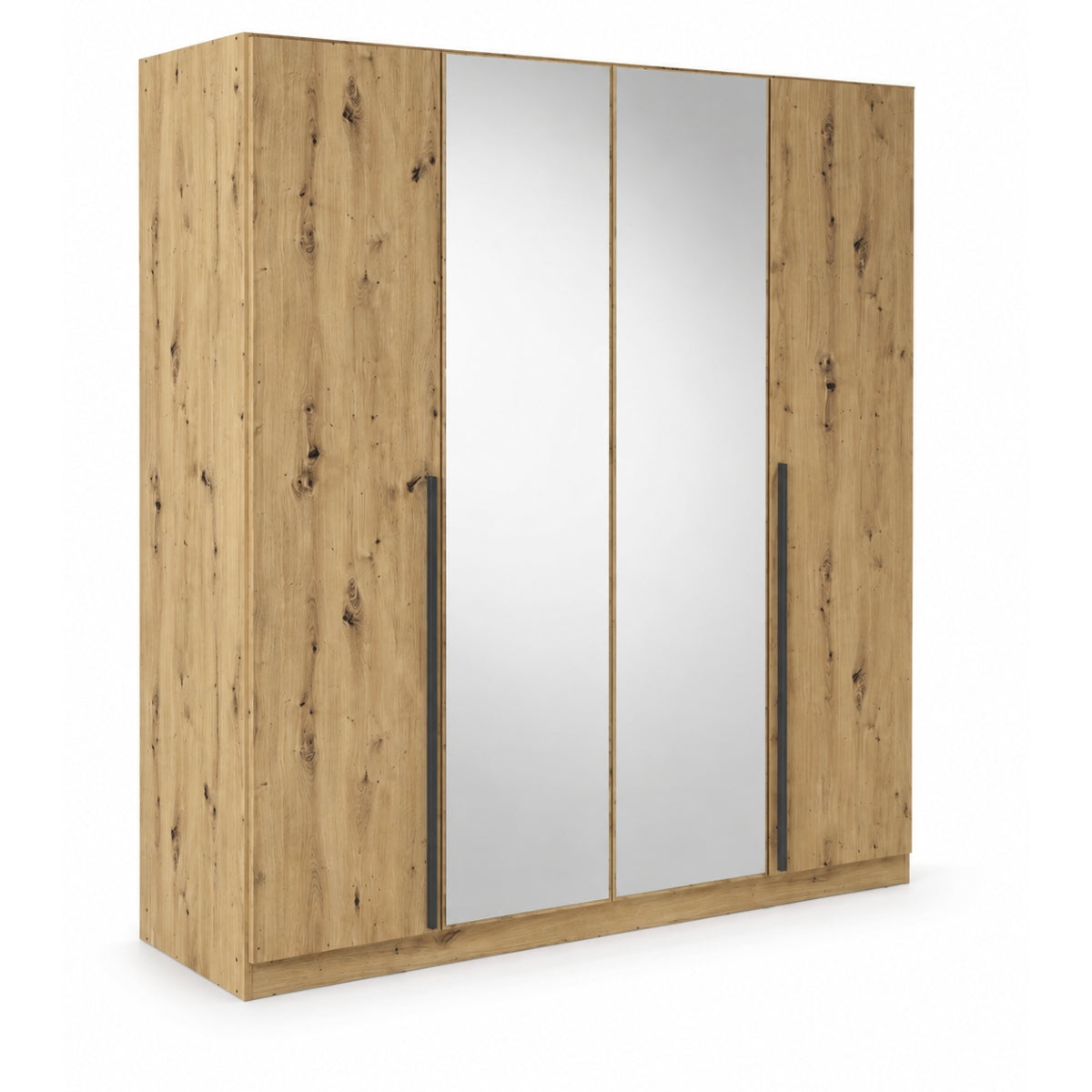 Archie oak wardrobe with mirror doors on a white background