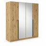 Archie oak wardrobe with mirror doors on a white background
