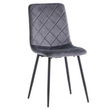 grey Billie Velvet Dining Chair with diamond stitch