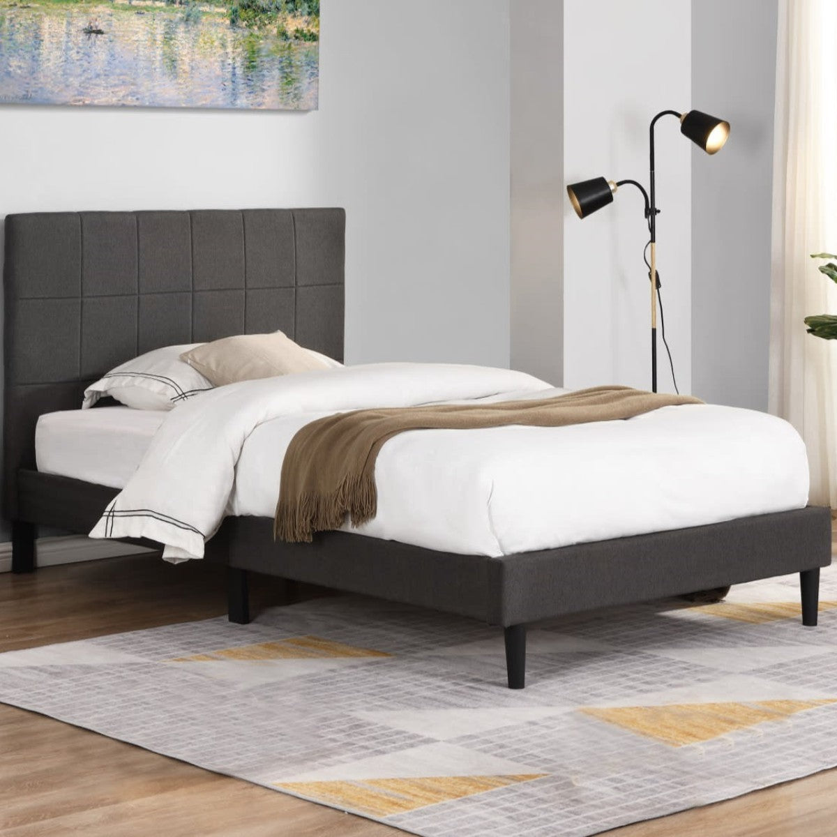 Bantry Grey Fabric Bed - 2