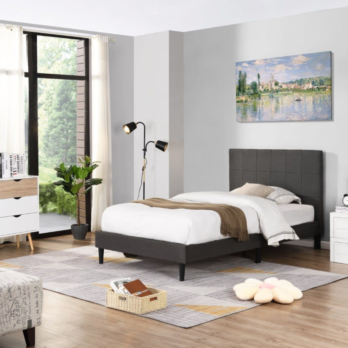 Bantry Grey Fabric Bed - 3